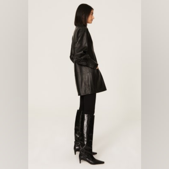 Rebecca Taylor Vegan Leather Tunic Large NWT  Black - Picture 3 of 8